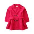 Seyurigaoka GirlÂ´s Button Lapel Coat Baby Windbreaker Autumn Winter Thick Clothes KidÂ´s Jacket