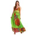 Colorful Jeweled Embellished Mixed Print Maxi Dress - Medium