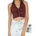 Women Halter Vest Y2K Printed Knit Tank Top Slim Fit Polo Collar Backless Button Crop Top