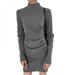 Elegant Ladies Classic Contrast Dress Women's Fashion Turtleneck Solid Slim Long Sleeved Dress Bodycon Party Vestido De Mujer