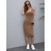 Rib-knit Solid Bodycon Dress