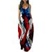 Mchoice Maxi Dress for Women V Neck plus size sundresses red dress Loose Print Dress fourth of july dress