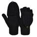 Knitted Wool Half-finger Gloves, Flip Cute Dual-use Wool Gloves Black