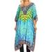 Sakkas Jenni Women's Mid Length Boho Caftan Kaftan Dress Cover up Flowy Rhinestone - WT53-Turq - One Size Regular