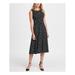 DKNY Womens Black Polka Dot Sleeveless Jewel Neck Midi Shift Dress Size 6