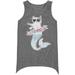 Girls Gray Purrmaid Kitty Cat Mermaid Tank Top Sequin Mermaid Shirt