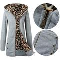 Women Jacket Thicker Hooded Sweatshirt Leopard Zipper Coat Women Plus Velvet Overcoat Outwear Women's Autumn Jacket