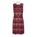 Adrianna Papell Illsuion Crew Neck Sleeveless Zipper Back Lace Dress-BURGUNDY