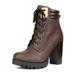 DREAM PAIRS Women's Ankle Boots Lace Up Chunky Stacked High Heel Rugged Shoes EARTH BROWN Size 9