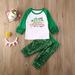2PCS Toddler Kids Baby Girl St.Patrick's Day Clothes Tops T-shirt Sequins Pants Outfit Set 0-4Years
