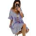 Women Casual Loose Midi Dress Flared Sleeve Sundress Cocktail Party A Line Dress for Fashion Lady