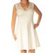 BETSEY JOHNSON Womens Ivory Sleeveless V Neck Above The Knee Fit + Flare Dress Size: 4