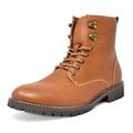 Bruno Marc Mens Classic Ankle Boots Lace Up Motorcycle Combat Boots Oxford Leather Outdoor Ankle Boots Shoes For Men STONE-01 BROWN Size 13
