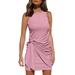 Hesayep Womenâ€™s Summer Dresses Wrap Bodycon Dresses Casual Sleeveless Tank Mini Dress Pink X-Large