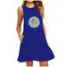 Lanhui Womens Pocket Daisy Printing Sleeveless A-Line Casual Nightdress Dresses