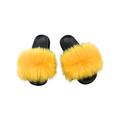 UKAP Women's Fur Slides Fuzzy Furry Slippers Comfort Slip On Sandals Casual Shoes