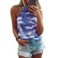 NHT&WT Women Plus Size Camouflage Print Sleeveless Vest Casual Stretch Summer T Shirt Blouse Tank Tops