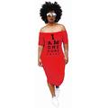 Women's Lettered Ultra-Long Printed Hip Dress