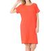 Women & Plus Round Neck Rolled Sleeve Knee Length Tunic Shirt Dress with Pockets