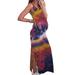 Winnereco Sleeveless Crew Neck Pregnant Women Tie-dye Print Split Dresses (Black XL)