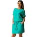 Women's Fashion Hollow Out Lace Short Sleeve Dress Summer Casual Loose Solid Color Dress