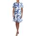 RALPH LAUREN Womens White Floral Short Sleeve Crew Neck Above The Knee Wear To Work Dress Size 8