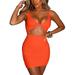 Bagilaanoe Women's Bodycon Club Mini Dresses Deep V-Neck Sleeveless Cut Out Ruched Tight Party Dresses