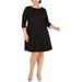Connected Apparel Womens Plus Fit & Flare Above Knee Cocktail Dress Black 14W