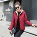 Trendy Short Hooded Winter Jacket Quilted Coat Burgundy Trendy Chic Hip for Women