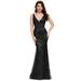 Ever-Pretty Womens Sequins Tulle Long Evening Dresses for Women 07886 Black US16