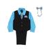 Lito Little Boys Aqua Shirt Zipper Tie Bow Tie Pinstripe Vest Pant Set