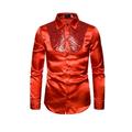 Men's Silk Satin Long Sleeve Shirt Ruffled Vintage Wedding Tuxedo Dress Shirts