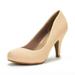 DREAM PAIRS Women's Low Heel Pump Shoes Toe Formal Elegant Slip On Pump Shoes ARPEL NUDE/NUBUCK Size 5.5