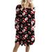 UKAP Women's Plus Size Loose Christmas Long Sleeve Midi Dress Lady's Xmas Cute Snowman Printed Dress Casual Shift Holiday Pleated Pockets Dresses