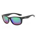 Piranha Men's "Heritage" Matte Black Frame Sports Polarized Sunglasses with Green Mirror Lens