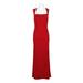 Adrianna Papell Square Neck Sleeveless Keyhole Back Zipper Back Solid Jersey Dress-CARDINAL