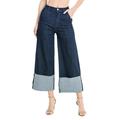 Women's Juniors, High Waist High Cuffed Denim Flared Jeans