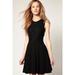 Women Trending Black Round Neck Pleated Skirt Dress