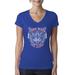 Lone Wolf No Club Cool Motorcycle Biker Fire Womens Fashion Junior Fit V-Neck Tee, Royal, 2XL