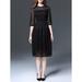 Women Embroidered Lace 3/4 Sleeve Dress