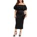 UKAP Women's Ruffle Off Shoulder Dress Party Sexy Bodycon Strapless Solid Color Plus Size Dress