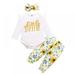 Taykoo Baby Girl Sister Clothing Suit Alpha-Printed Rompers+ Floral Pants/Skirt + Headband 3PCS Set