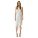 CENTURYCLO Womens White Double Layer Lace Midi Dress