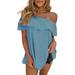 Beach Casual Cold Shoulder Blouses Tops For Women Pleated Ruffled Tunic T-Shirts Tops Oversized Kaftan Baggy Blouse Tee Tops Loungewear