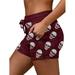 Drawstring Waist Casual Beach Shorts for Women Summer Skeleton Print Shorts Sport Active Biker Cycling Shorts Bottoms