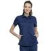 Cherokee Workwear Revolution Scrubs Top for Women Hidden Snap Front Collar Shirt WW669, M, Navy