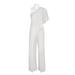 Adrianna Papell Asymmetrical One Shoulder Cape Sleeve Solid Jumpsuit (Petite)-IVORY