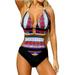 Tuscom Women est Bra Bikini Printed Bohemia One Piece Swimwear Brand Swimsuit XL