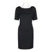 Adrianna Papell Boat Neck Short Sleeve Crossed Tie Side Zipper Back Micro Ottoman Dress-BLACK