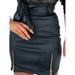 DYMADE Women's Skinny Zipper PU Leather High Waist Short Skirt